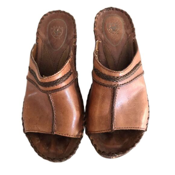 Ariat Brown Leather Slip-On Sandal Clogs – Open Toe – Size 7 - Picture 2 of 13